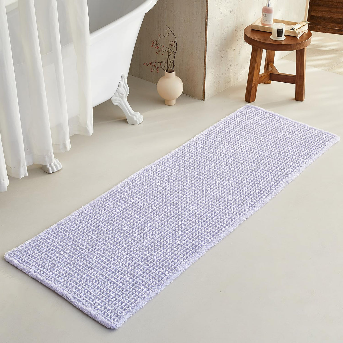 TYUU Waffle Bath Mat, Boho Bathroom Rugs Non Slip Washable, 30x20 Khaki