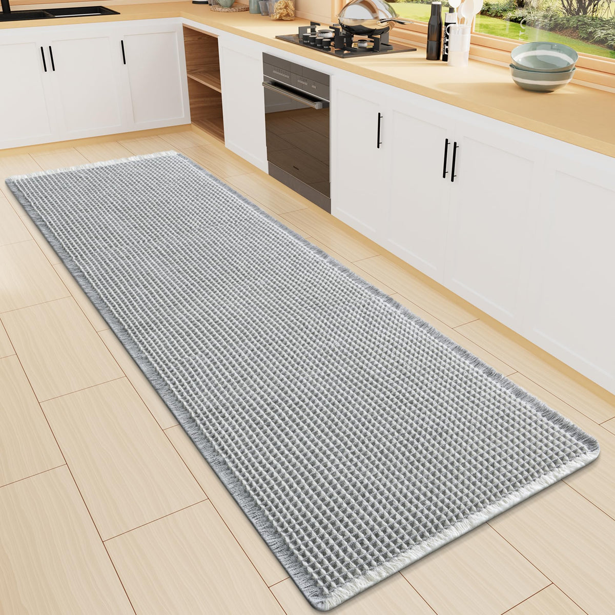 Smiry Waffle Bath Mat 30X20, Extra Soft Absorbent Bathroom Rugs, Brown