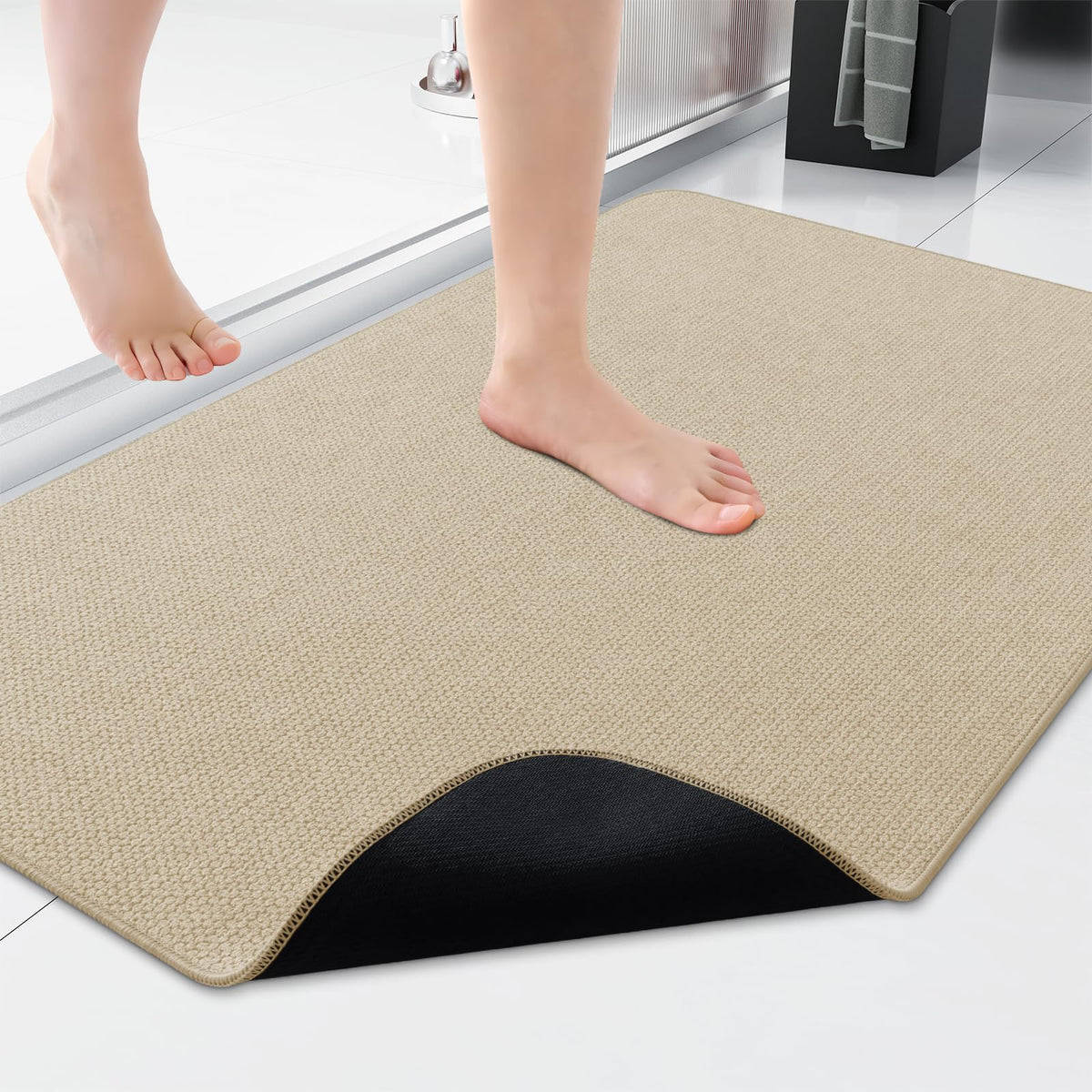 Smiry Ultra Thin Bath Mat 30X20, Non Slip Rubber Washable Bathroom Rugs