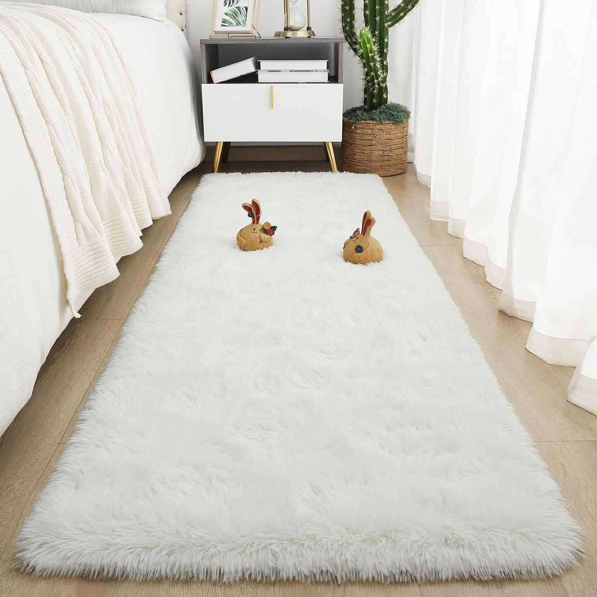 Tepook Black Soft Runner Rugs for Bedroom 2x6 ft with Rubber Backing