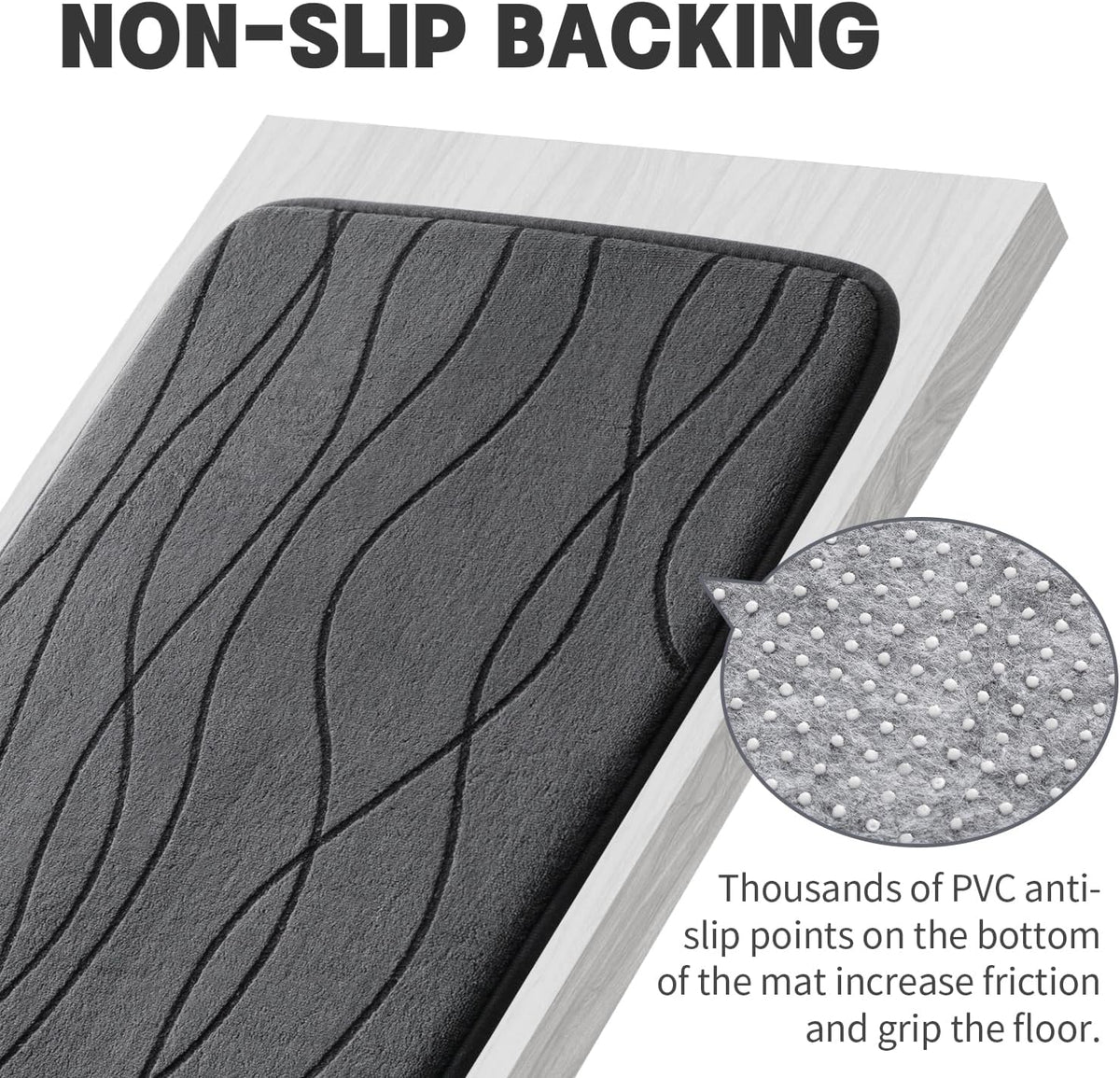 YIHOUSE Bathroom Rugs Set 5 Piece, Memory Foam Bath Mat Dark Grey