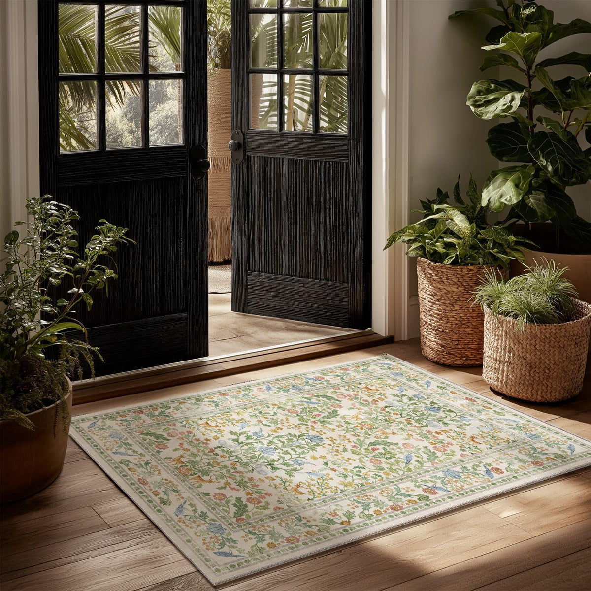 Machine Washable Small Rugs for Entryway: Door Mat Indoor Entrance 2x3 Throw Rug Non-Slip Low Pile Soft Kitchen Rugs for Front Door Indoor Entrance Entry Bedside Kids Room
