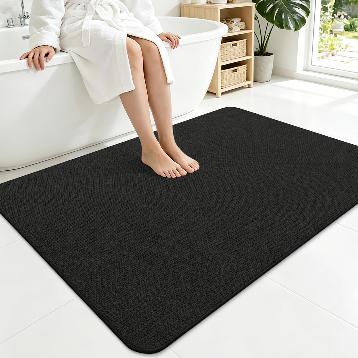 Smiry Ultra Thin Bath Mat 30X20, Non Slip Rubber Washable Bathroom Rugs