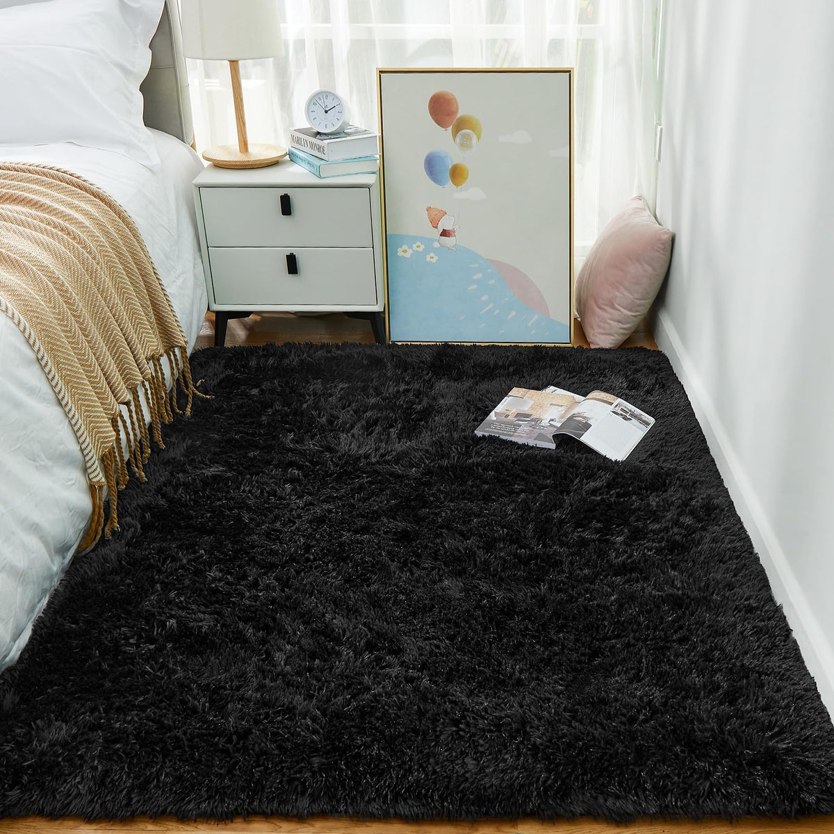 Ophanie Small Rug Upgrade Non Slip Throw Bedside Area Rugs, Fluffy Soft Grey Mini Bedroom Carpet, Affordable Door Entryway Indoor Inside Front Entrance Dog 2x3 Mat, Home Decor Aesthetic, Nursery