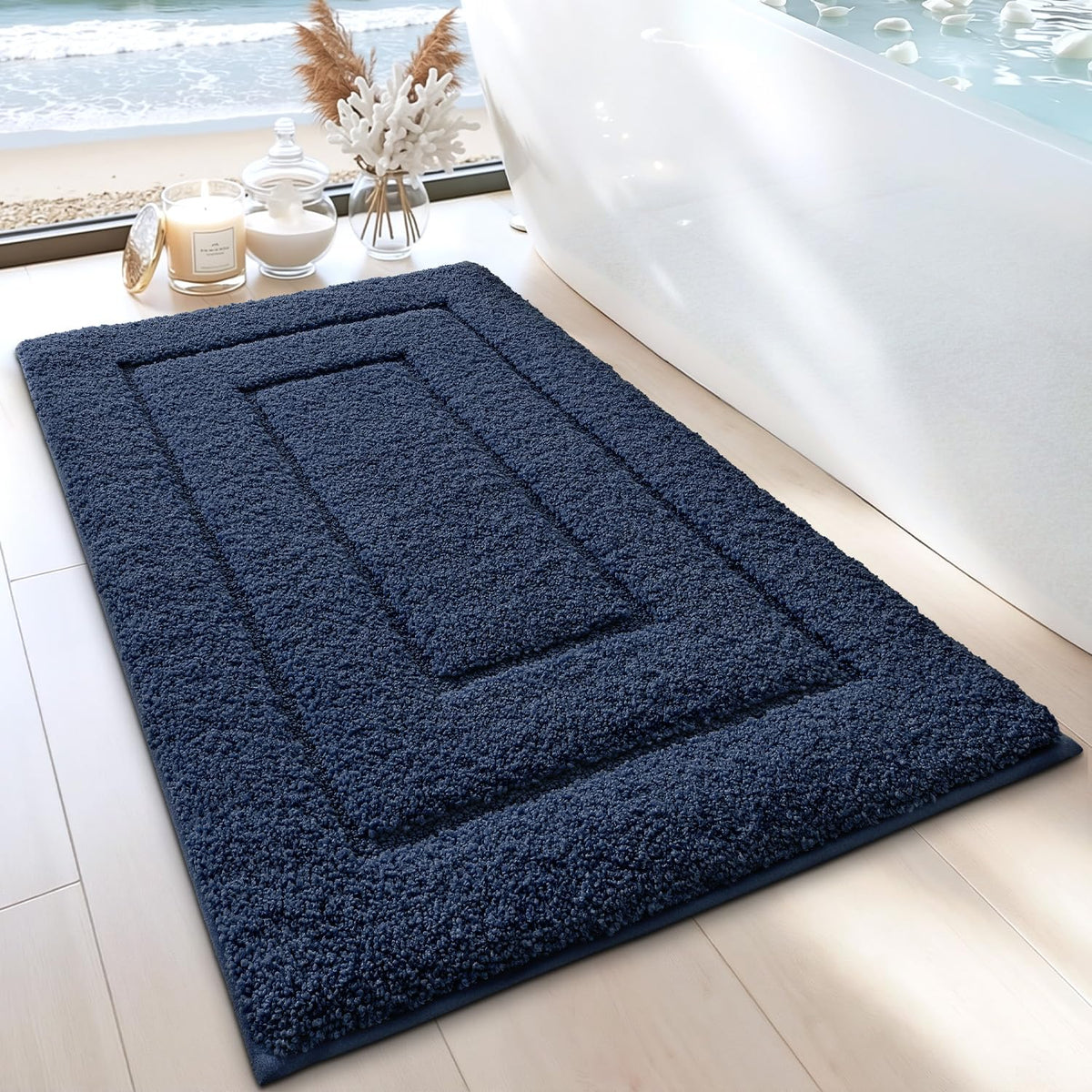 DEXI Bathroom Rugs 36x24, Non-Slip Bath Mat Soft Absorbent, Beige