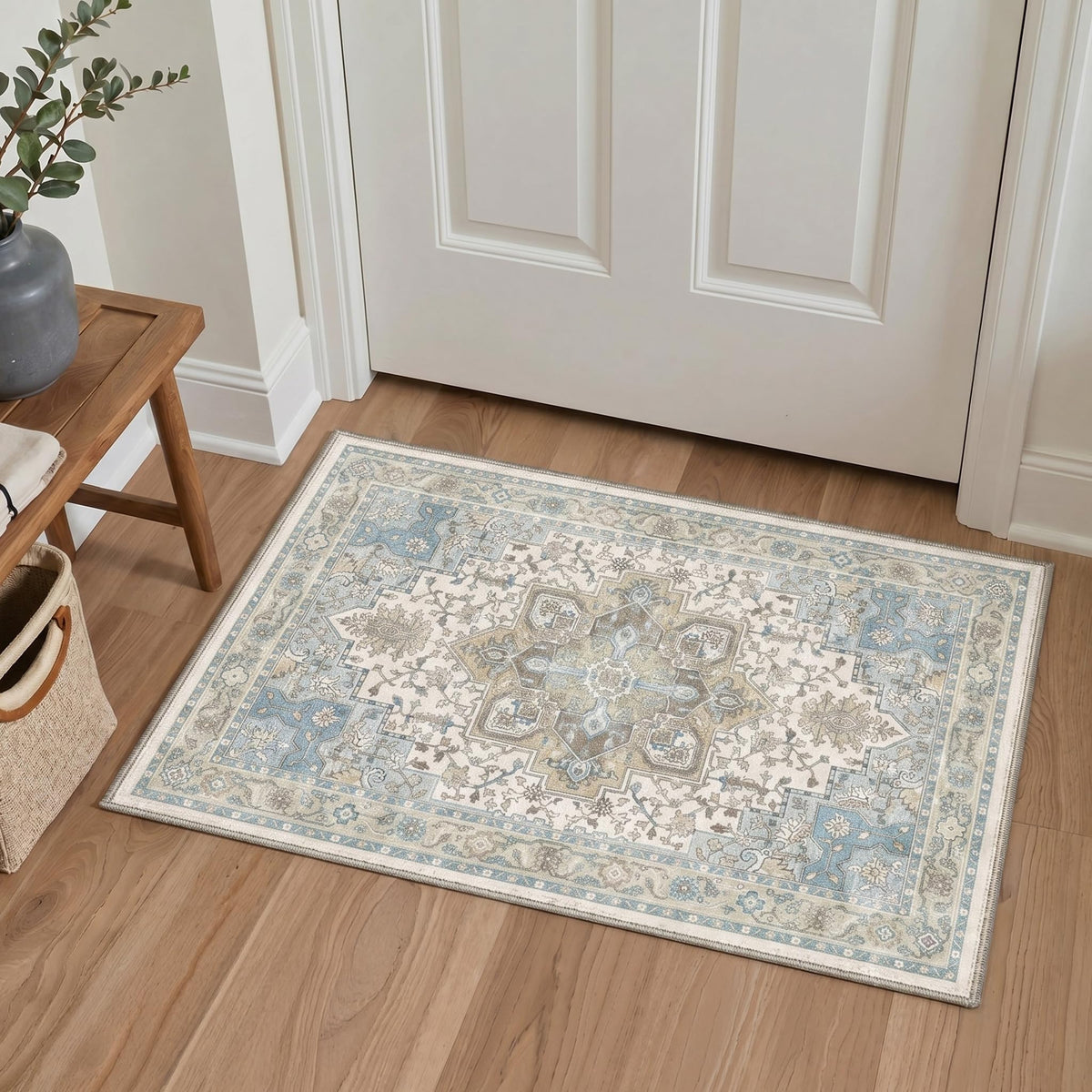GENIMO 2x5 Washable Runner Rug Non Slip for Hallway, Light Taupe Brown