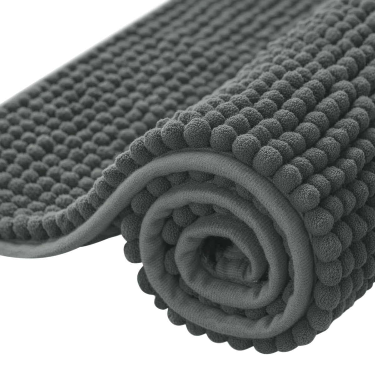 SUBRTEX Bathroom Rugs Chenille Bath Rug Soft Short Plush Bath Mat Soft Shower Mat Water Absorbent Shower Mat Quick Dry Machine Washable(White,18" x 24")