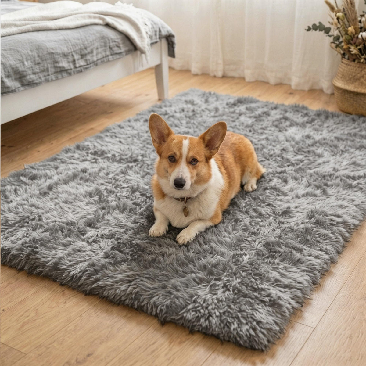 2x3 Area Rug for Bedroom Bedside, Soft Fluffy Plush Thick Rug for Living Room, Non-Slip Small Shag Rug, Non-Shedding High-Pile Indoor Floor Carpet for Kids Room Nursery Dorm Home Decor(Dark Gray)