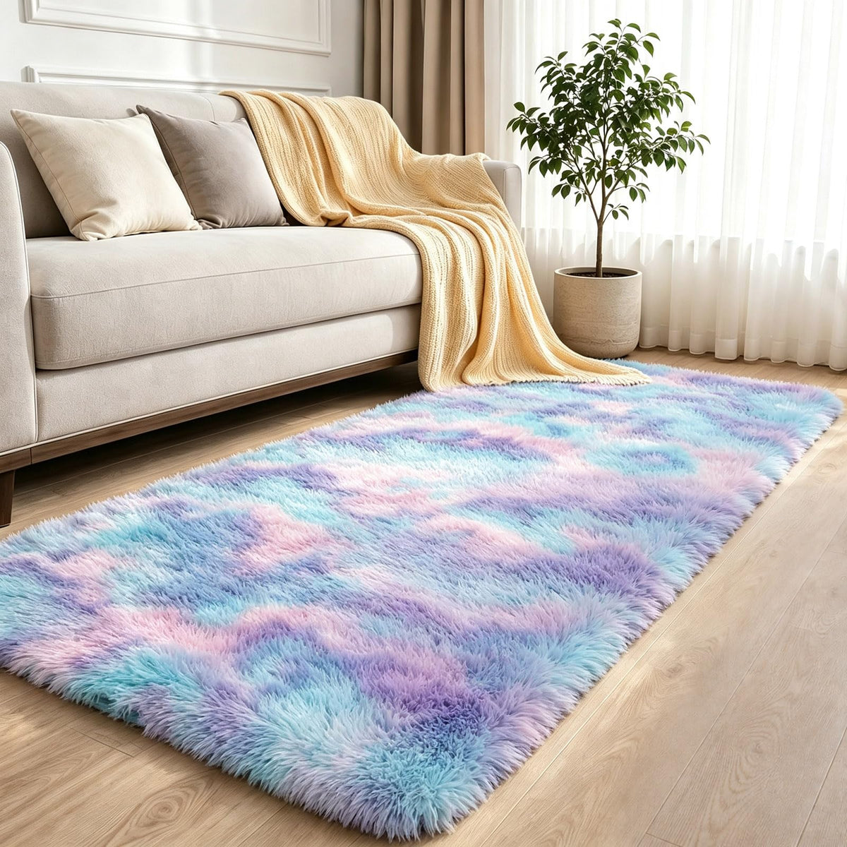 2x6 Dark Grey Fluffy Runner Rug for Hallway and Bedroom, Washable Soft Shaggy Carpet, Non-Slip Thick Shag Rug for Bedside and Living Room, Kids' and Girls' Nursery, Aesthetic Home Decor