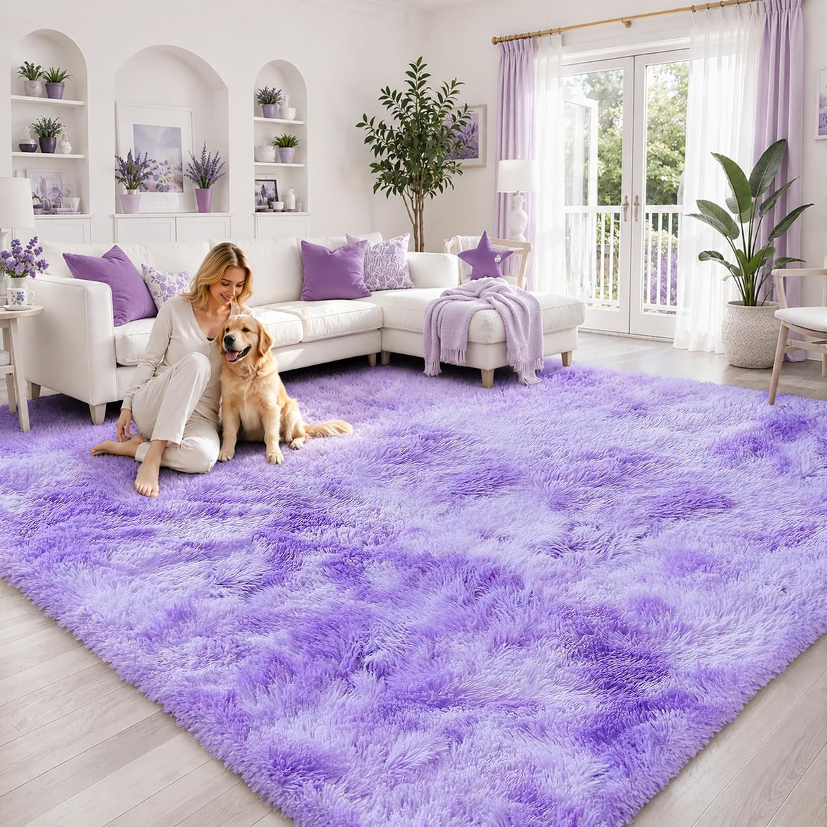 Small Shag Area Rug for Bedroom, 2x3 Cream Soft Plush Carpet