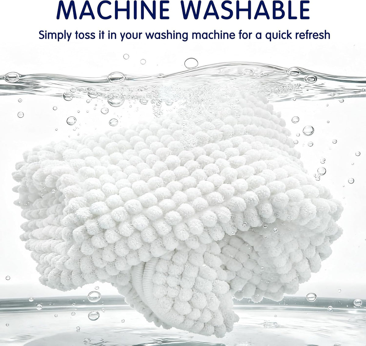 SUBRTEX Bathroom Rugs Chenille Bath Rug Soft Short Plush Bath Mat Soft Shower Mat Water Absorbent Shower Mat Quick Dry Machine Washable(White,18" x 24")