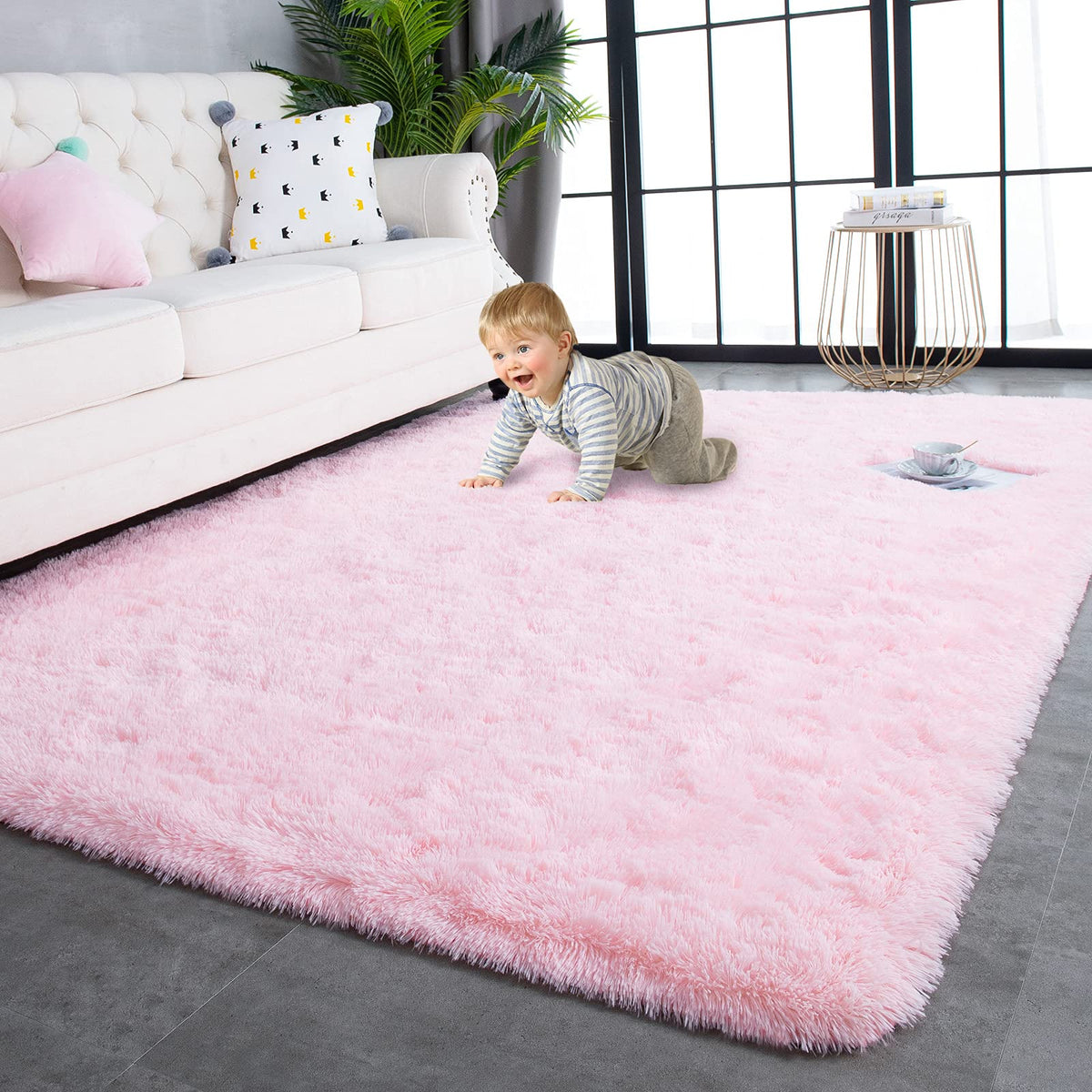 TWINNIS Super Soft Shaggy Runner Rugs Fluffy Carpets, 2x6 Feet, Indoor Modern Plush Area Rugs for Hallway Living Room Bedroom Kitchen Entryway, Upgrade Anti-Skid Rectangular Fuzzy Rug, Black