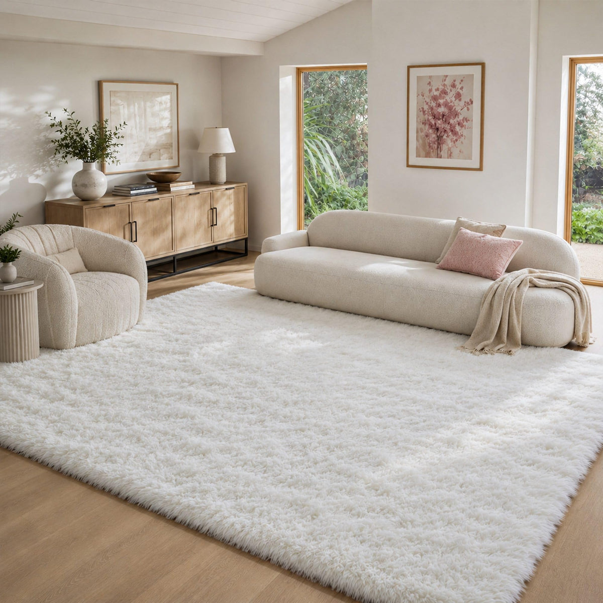 Baby Pink Fluffy Area Rug, Soft Washable, 2x5 Ft for Bedside