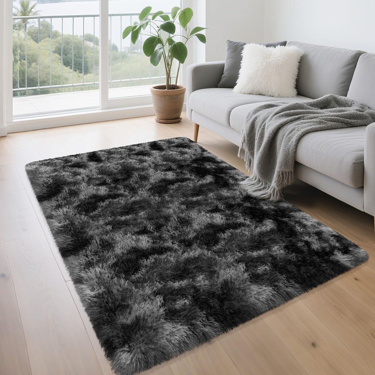Soft Fluffy Beige Runner Rug for Bedroom, Bedside Long Rug Runner