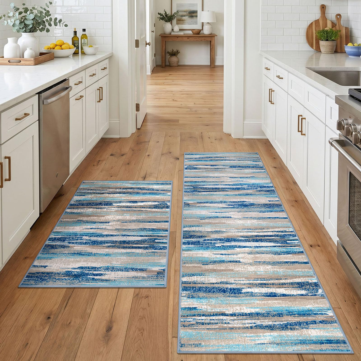 Lansny Abstract Washable 2x6 Runner Rug Non Slip Runners for Hallway