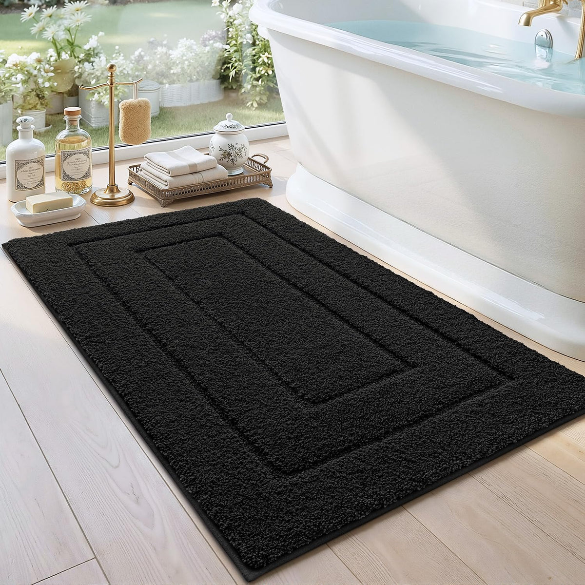 DEXI Bathroom Rugs 36x24, Non-Slip Bath Mat Soft Absorbent, Beige