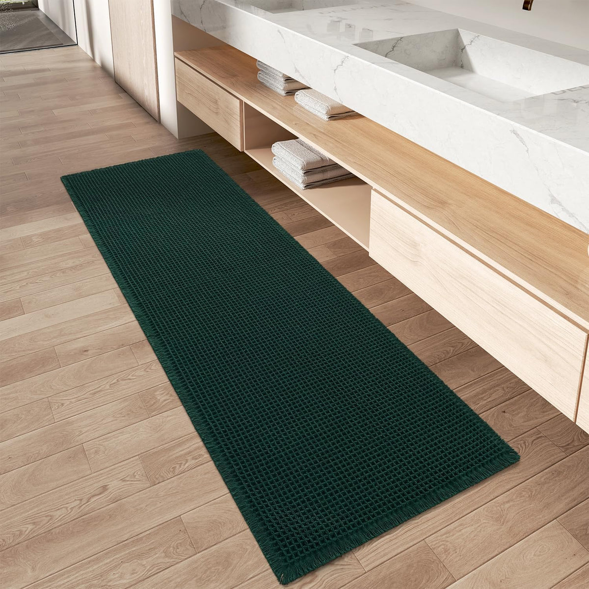 Upgraded Waffle Bath Mat Ultra Absorbent Non Slip Bathroom Mat, 17" x 24"