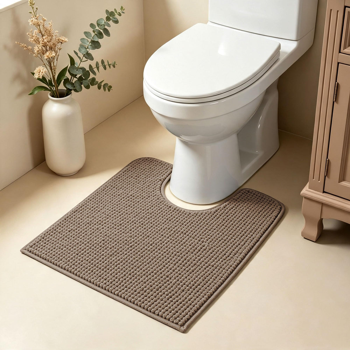 SUBRTEX Bathroom Rugs Chenille Bath Rug Soft Short Plush Bath Mat Soft Shower Mat Water Absorbent Shower Mat Quick Dry Machine Washable(White,18" x 24")