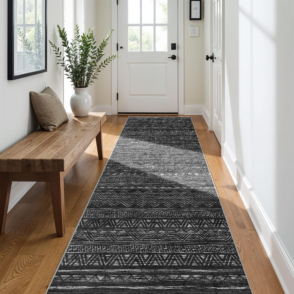 2x5 Runner Rug Washable Moroccan: Non Slip Kitchen Long Floor Mat Beige
