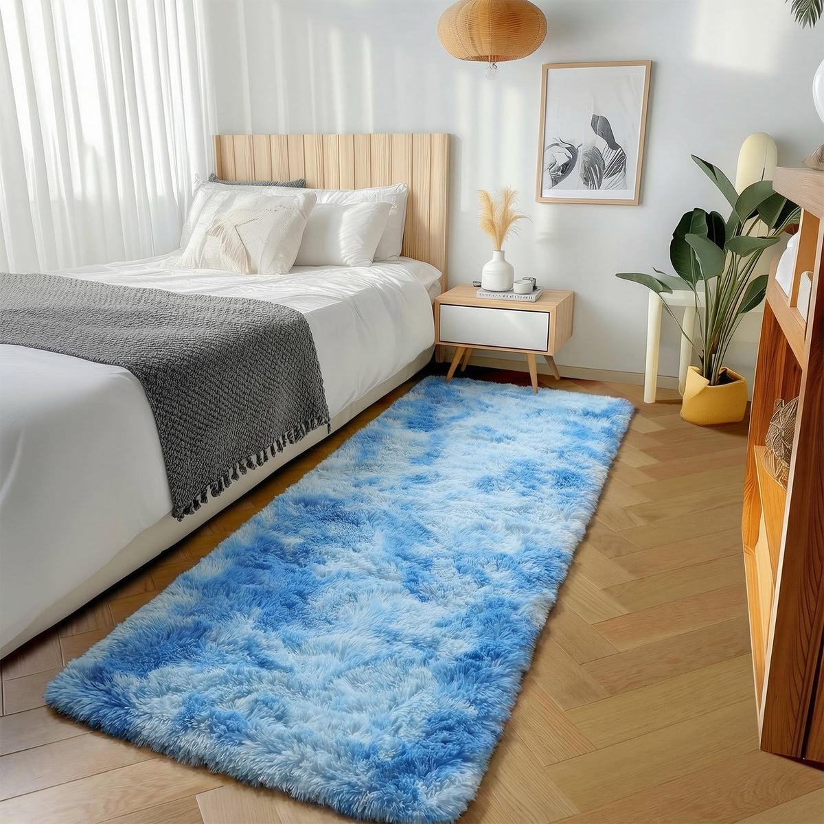 White Runner Rugs for Bedroom Living Room, Fluffy 2x6 Bedside Soft Area Rug