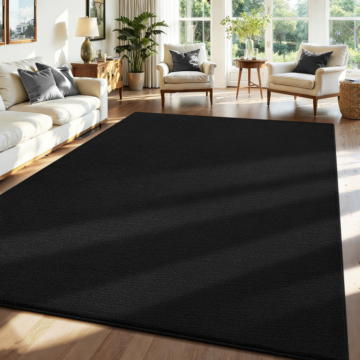 ISEAU 2x6 Soft Runner Rug for Hallway, Washable and Non-Slip, Black