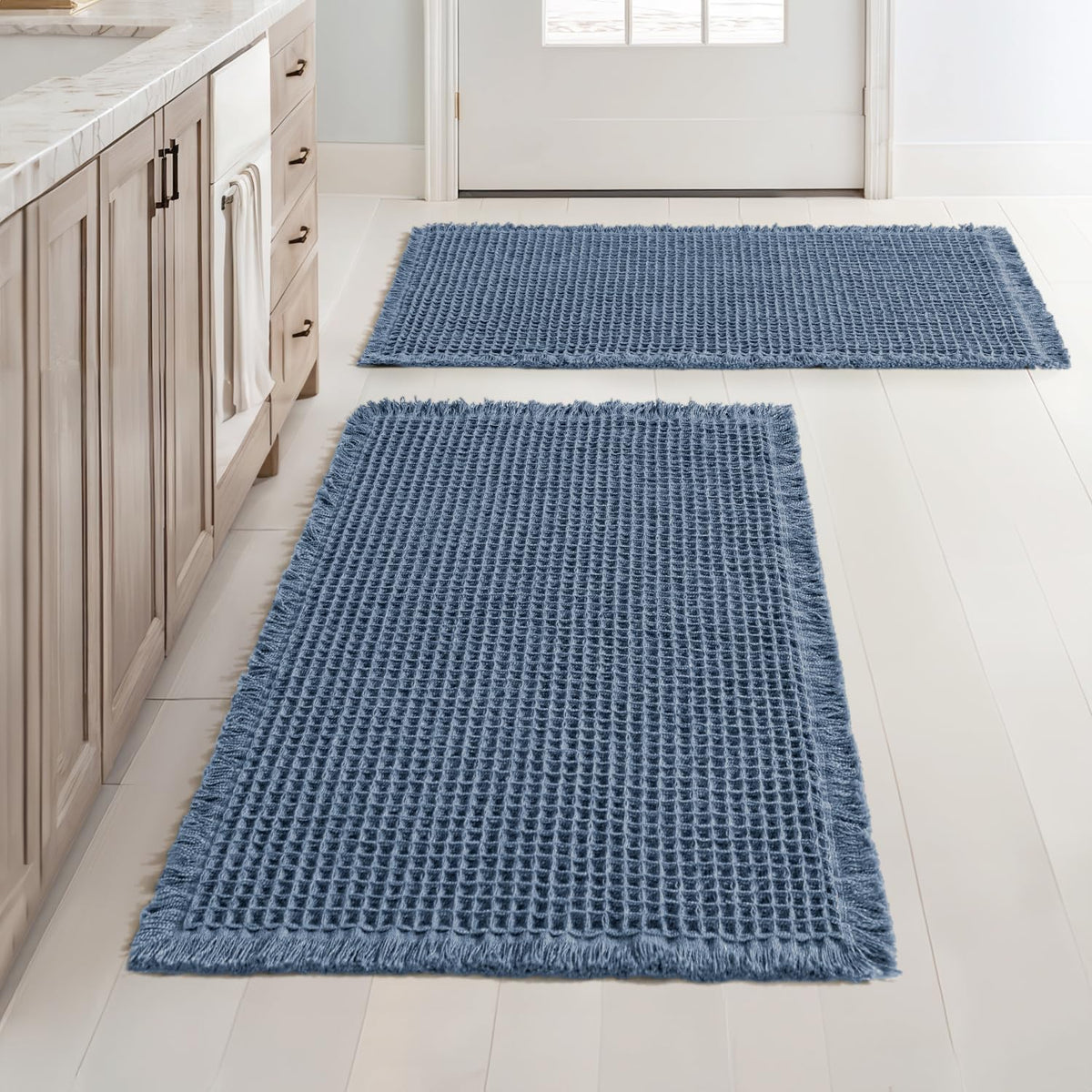 MIULEE Set of 2 Waffle Bathroom Rugs Boho Bath Mat Brown 18x30 Inch