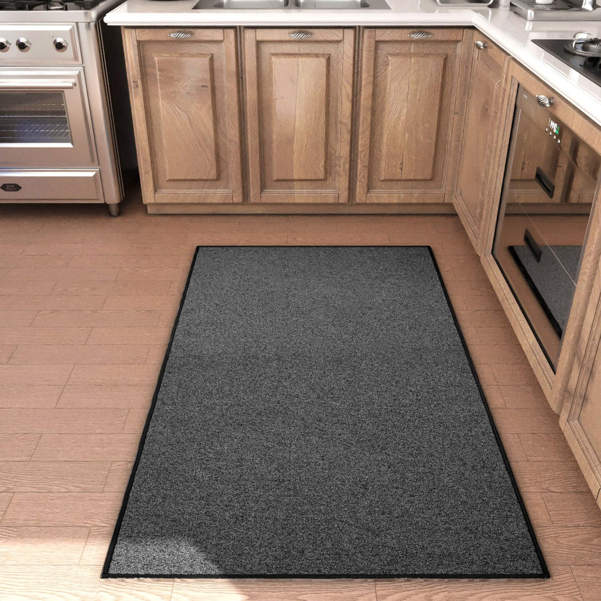 AREDO Runner Rug with Non Slip Rubber Backing 2*6 ft, Washable Soft Floor Carpet for Kitchen, Hallway, Entryway Indoor, Bedroom, Laundry, Low Pile Area Rugs, Solid color with Pointillism style, BLACK