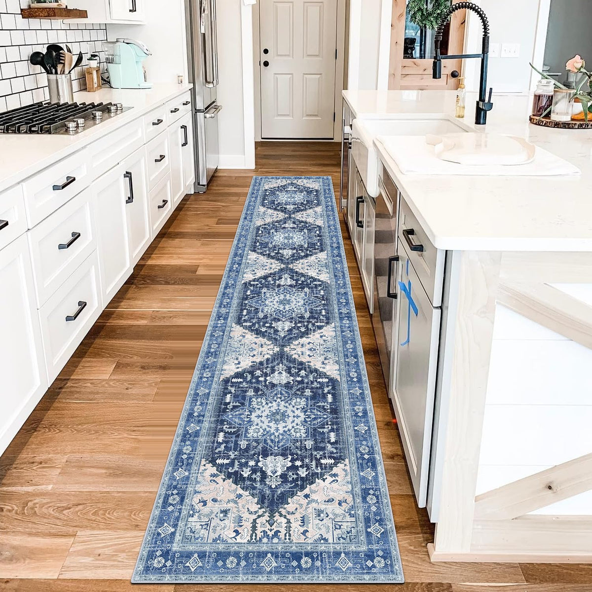 Yamaziot Washable Runner Rug, 2x8 Non-Slip Boho Vintage Hallway Kitchen Rug