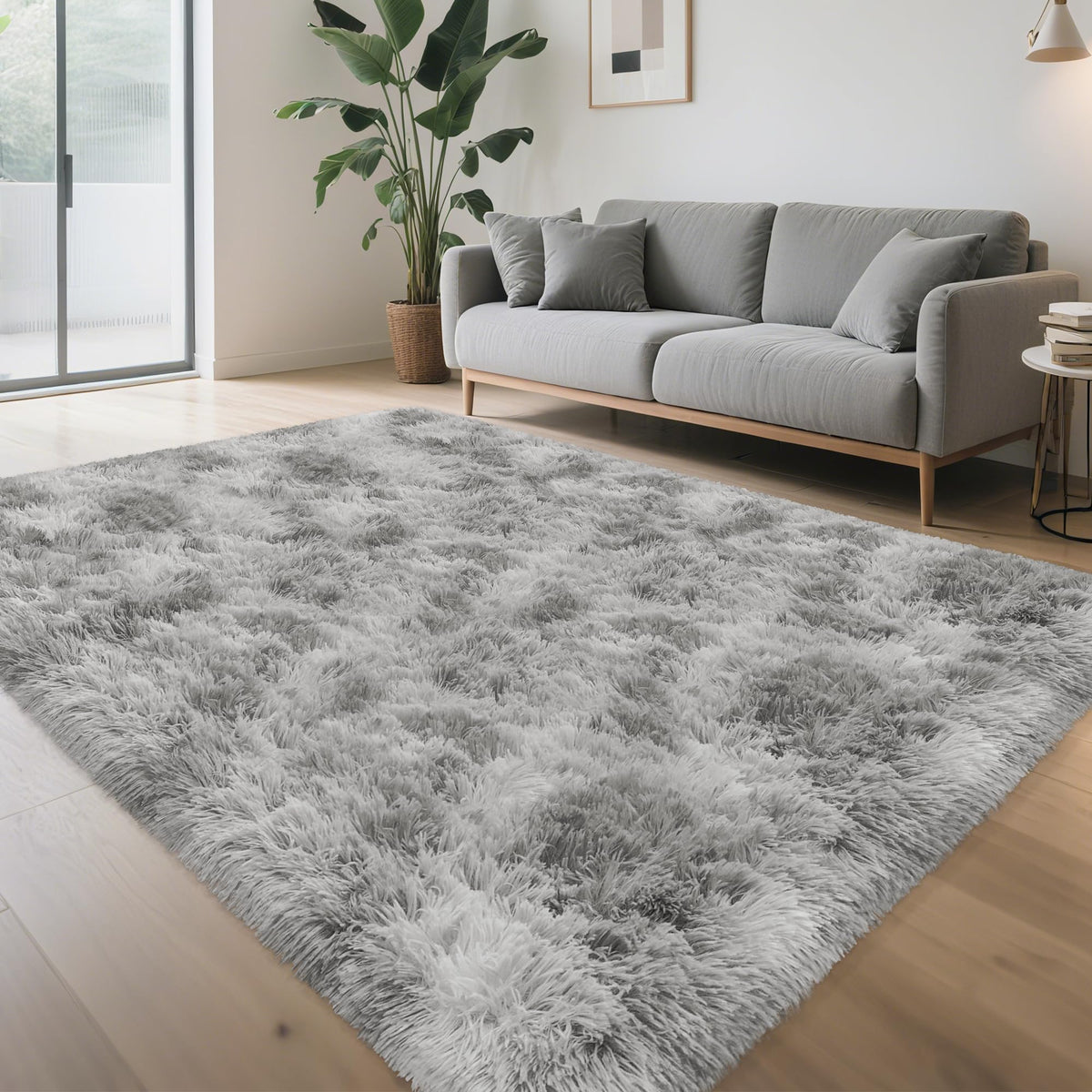 Soft Fluffy Beige Runner Rug for Bedroom, Bedside Long Rug Runner