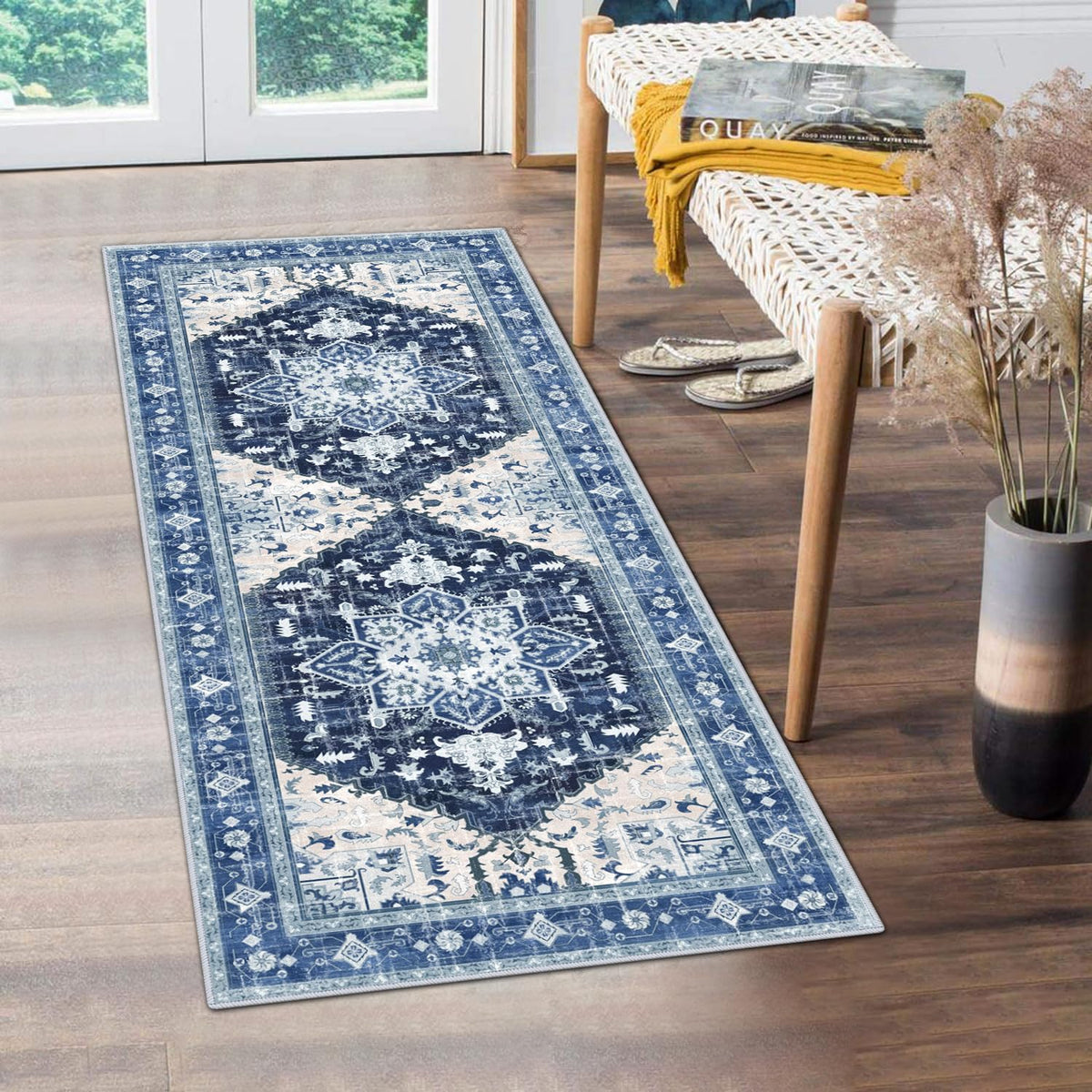Yamaziot Washable Runner Rug, 2x8 Non-Slip Boho Vintage Hallway Kitchen Rug