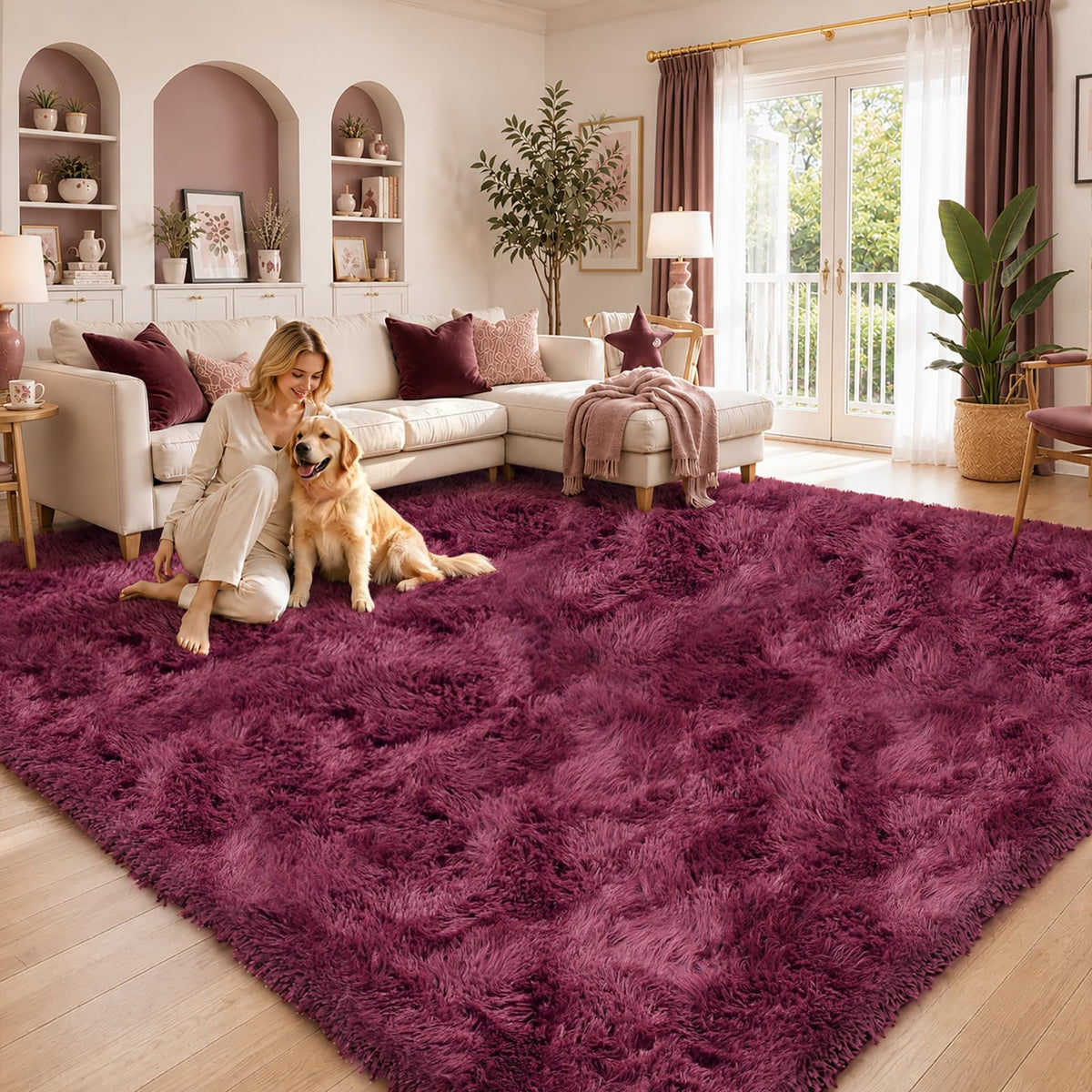 Small Shag Area Rug for Bedroom, 2x3 Cream Soft Plush Carpet