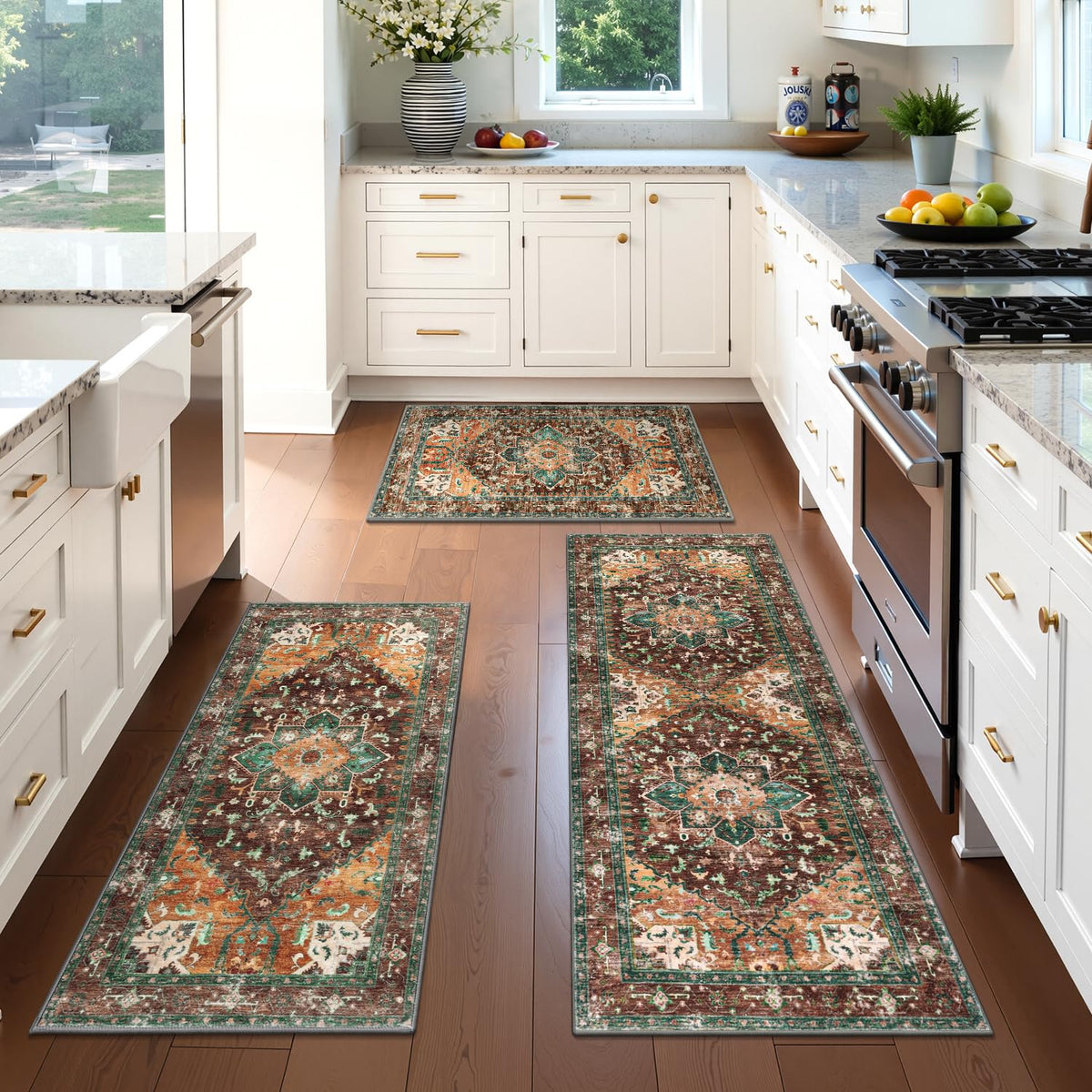 Yamaziot Washable Runner Rug, 2x8 Non-Slip Boho Vintage Hallway Kitchen Rug
