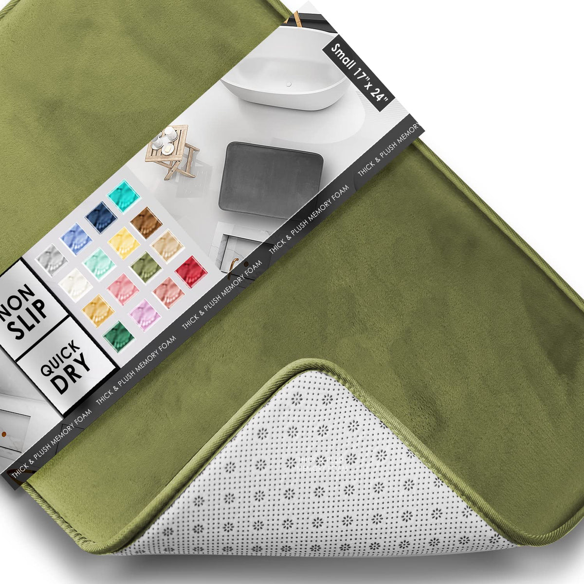 Clara Clark 3 Piece Bathroom Rugs Bath Mat Set, Velvet Memory Foam Bath Mats for Bathroom - Non-Slip, PVC Backing Bath Rugs, Washable - Dries Quickly, Grey