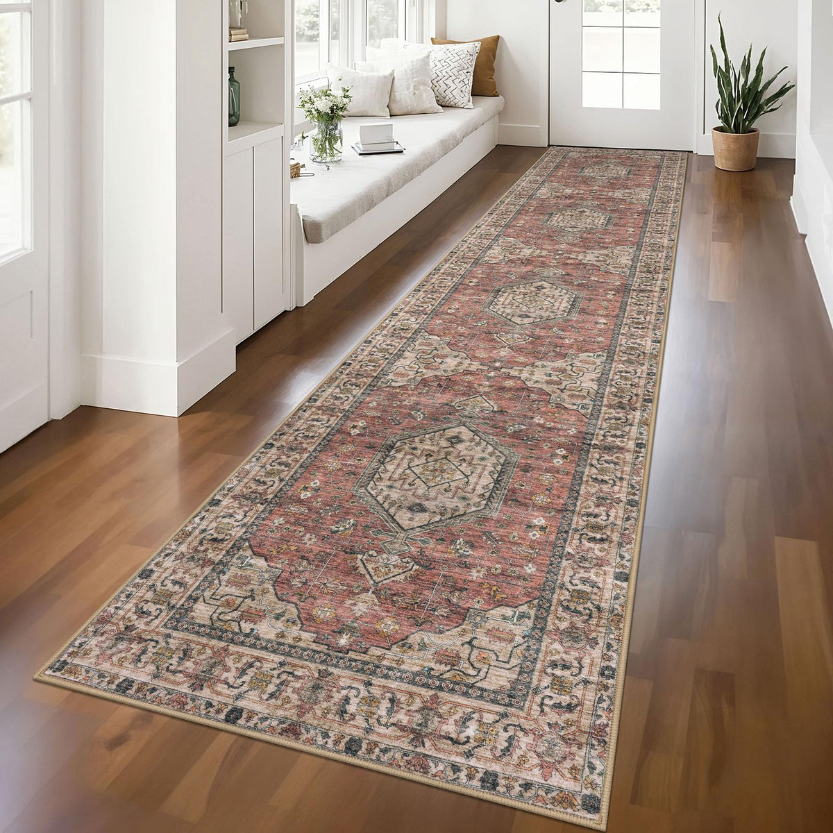 KUTA Entryway Rugs Indoor Washable Small Area Rug 2x3 Blue Entrance Carpet