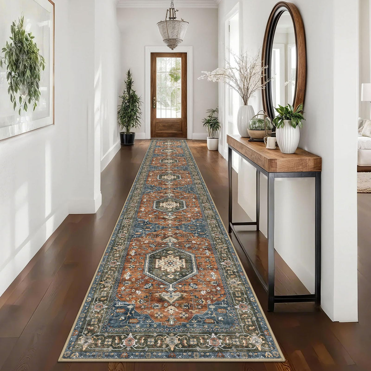 KUTA Entryway Rugs Indoor Washable Small Area Rug 2x3 Blue Entrance Carpet