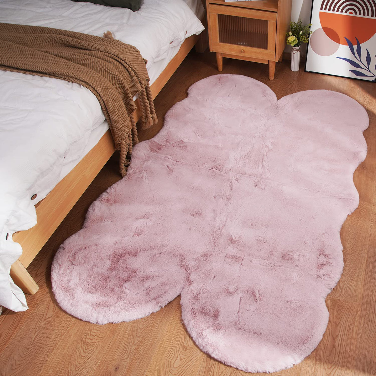 Ghouse Soft Faux Sheepskin Fur Rug 2x4 Black Fluffy Bedside Rugs Plush Rug Shag Nursery Carpet Area Rugs for Living Room Bedroom Playing Room Decor