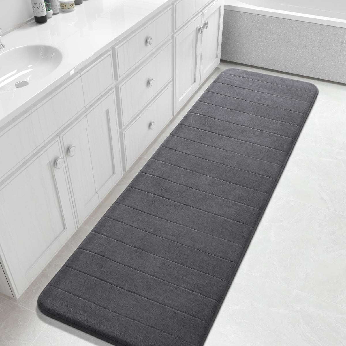 Yimobra Memory Foam Bath Mat, Super Soft & Absorbent Bathroom Rug, Grey