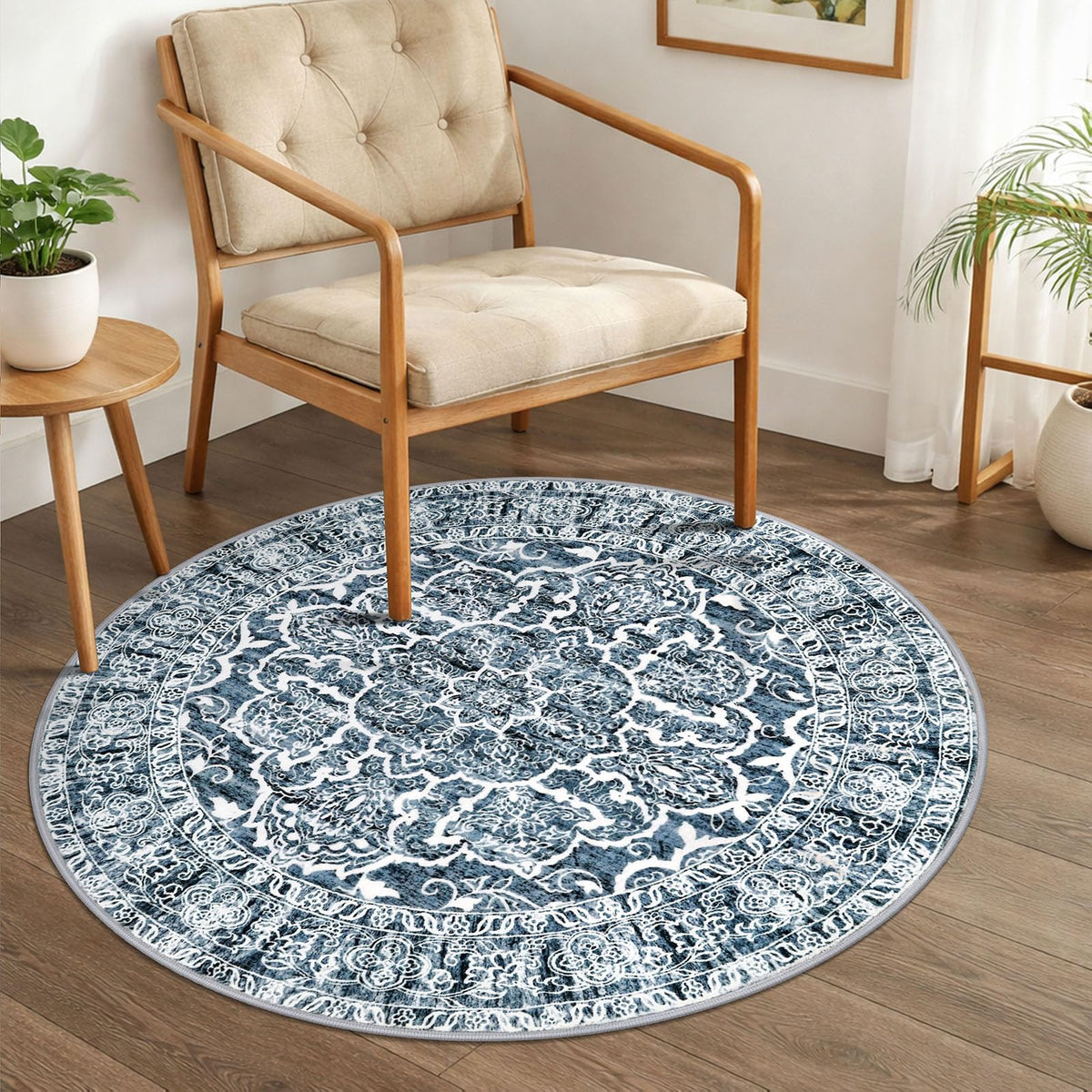 KUTA Entryway Rugs Indoor Washable Small Area Rug 2x3 Blue Entrance Carpet