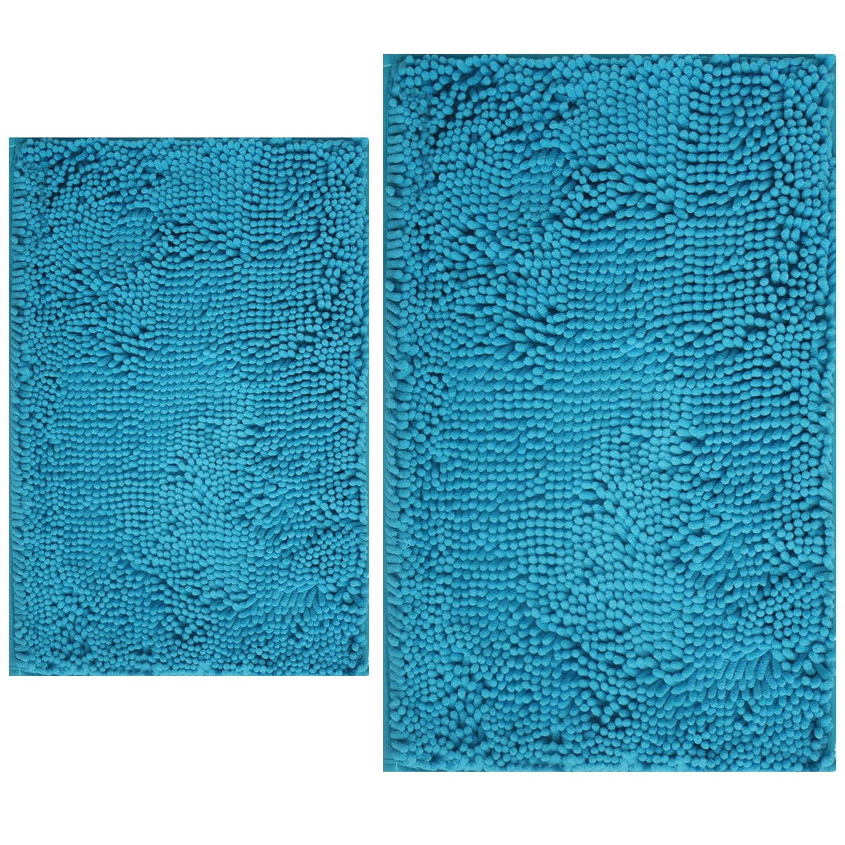 BOANKODU Bathroom Rugs Sets 2 Piece, Extra Soft Chenille Bath Mat Absorbent Bathroom Rug, Bathroom Mat with PVC Non-Slip Bottom, Machine Washable Bath Rugs (32x20 Inch + 24x16 Inch, Light Grey)