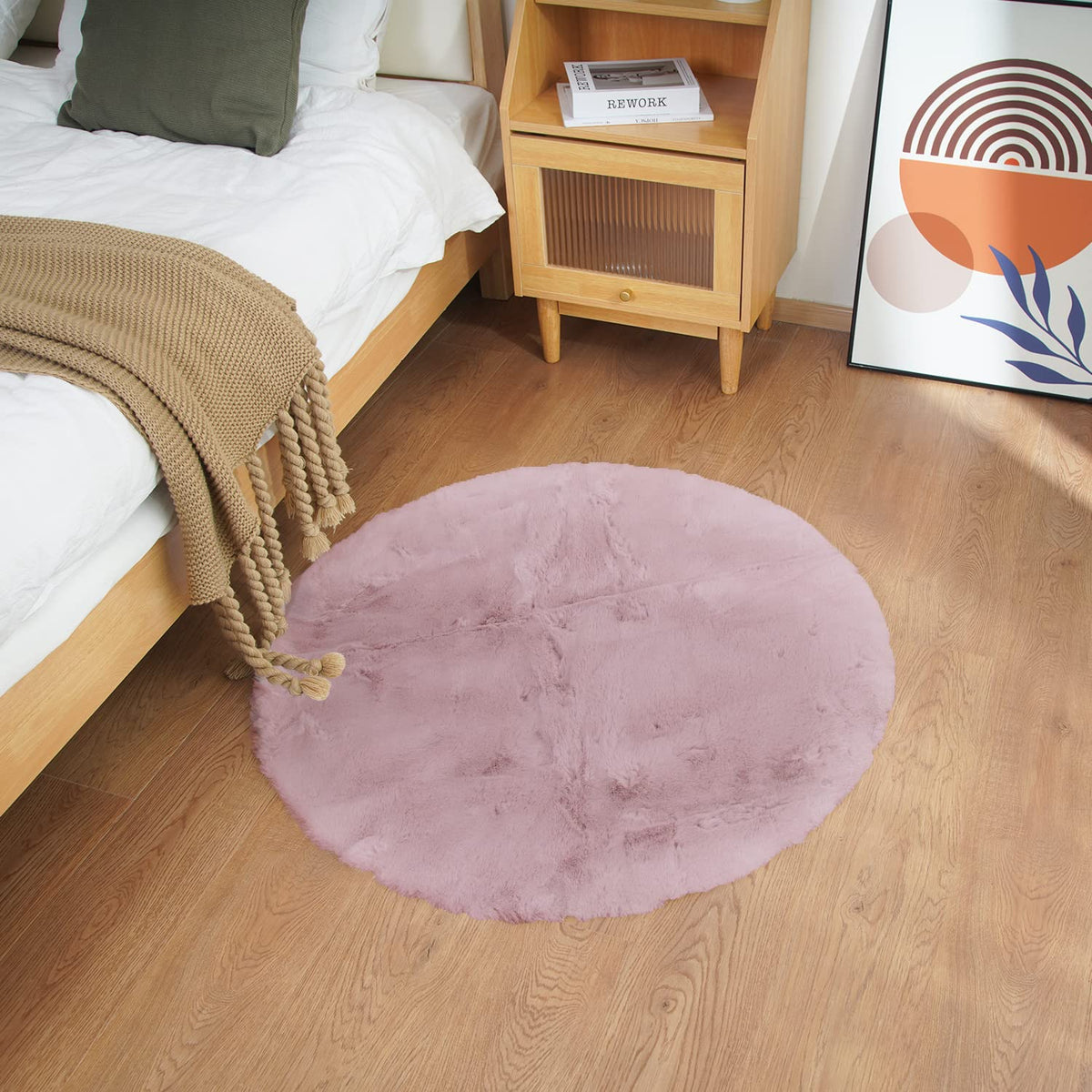 Ghouse Soft Faux Sheepskin Fur Rug 2x4 Black Fluffy Bedside Rugs Plush Rug Shag Nursery Carpet Area Rugs for Living Room Bedroom Playing Room Decor