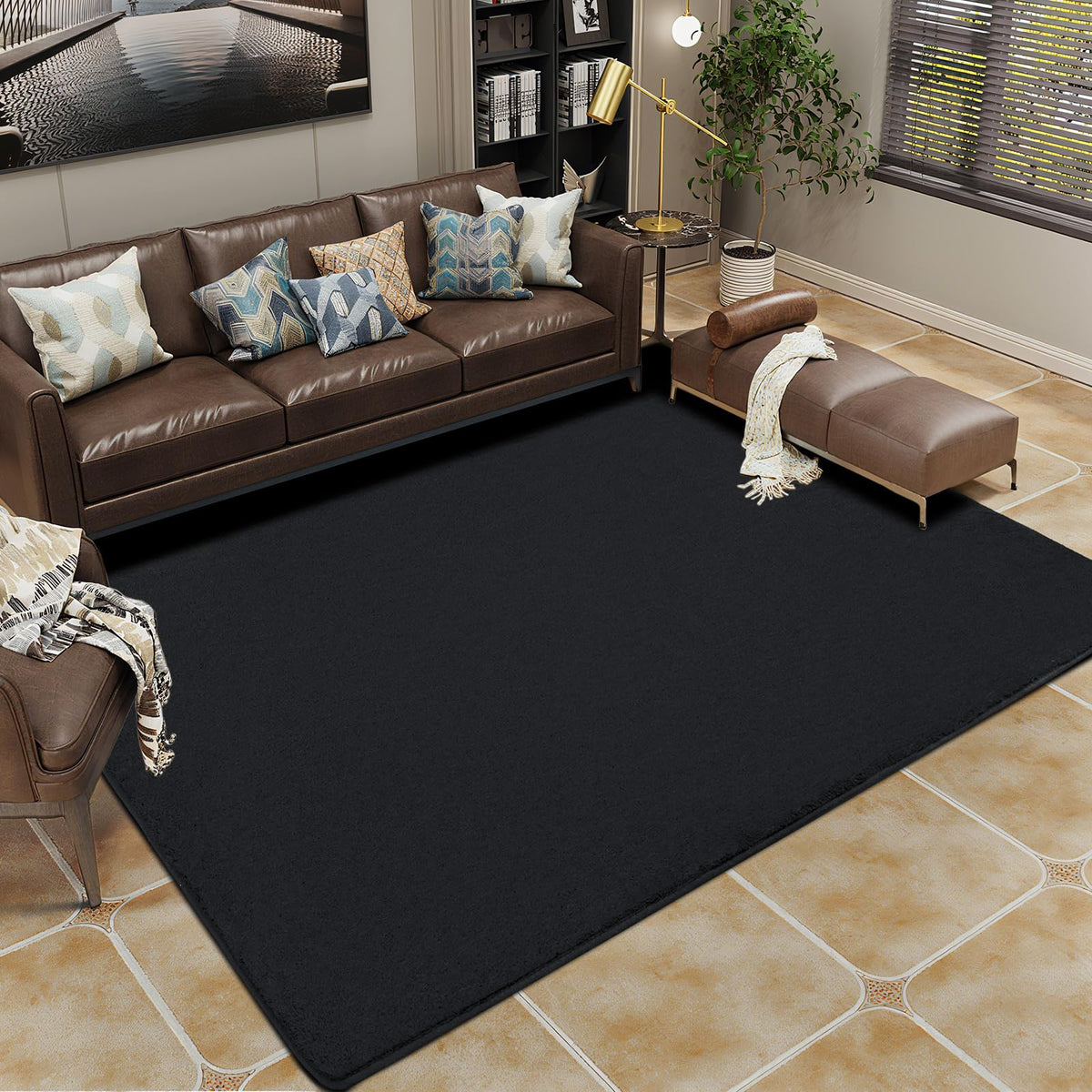 HOMORE 2x3 Small Black Rug, Soft Memory Foam Rugs for Bedroom College Dorm