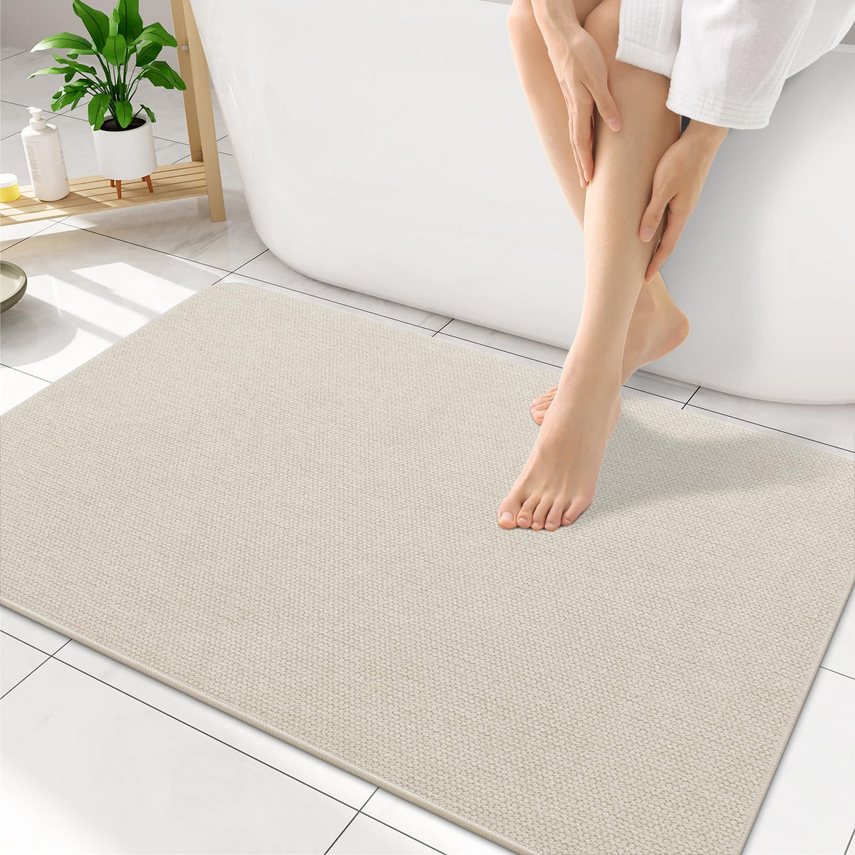 Smiry Ultra Thin Bath Mat 30X20, Non Slip Rubber Washable Bathroom Rugs