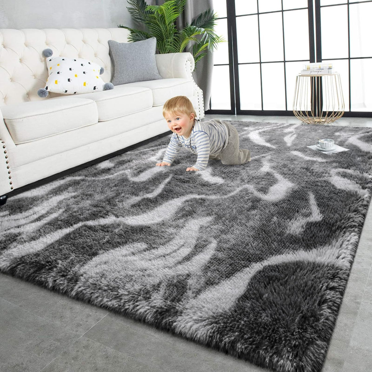TWINNIS Super Soft Shaggy Runner Rugs Fluffy Carpets, 2x6 Feet, Indoor Modern Plush Area Rugs for Hallway Living Room Bedroom Kitchen Entryway, Upgrade Anti-Skid Rectangular Fuzzy Rug, Black