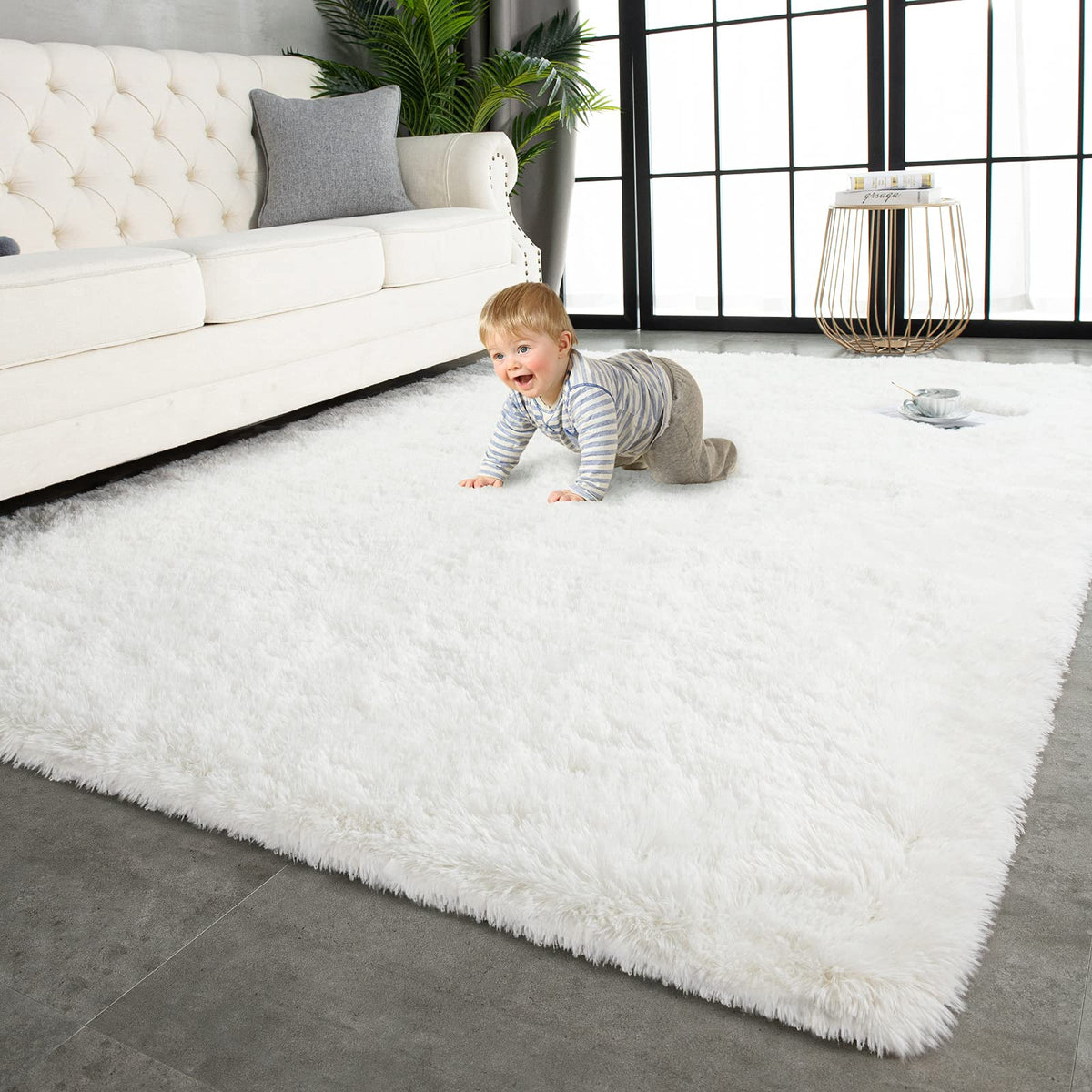 TWINNIS Super Soft Shaggy Runner Rugs Fluffy Carpets, 2x6 Feet, Indoor Modern Plush Area Rugs for Hallway Living Room Bedroom Kitchen Entryway, Upgrade Anti-Skid Rectangular Fuzzy Rug, Black