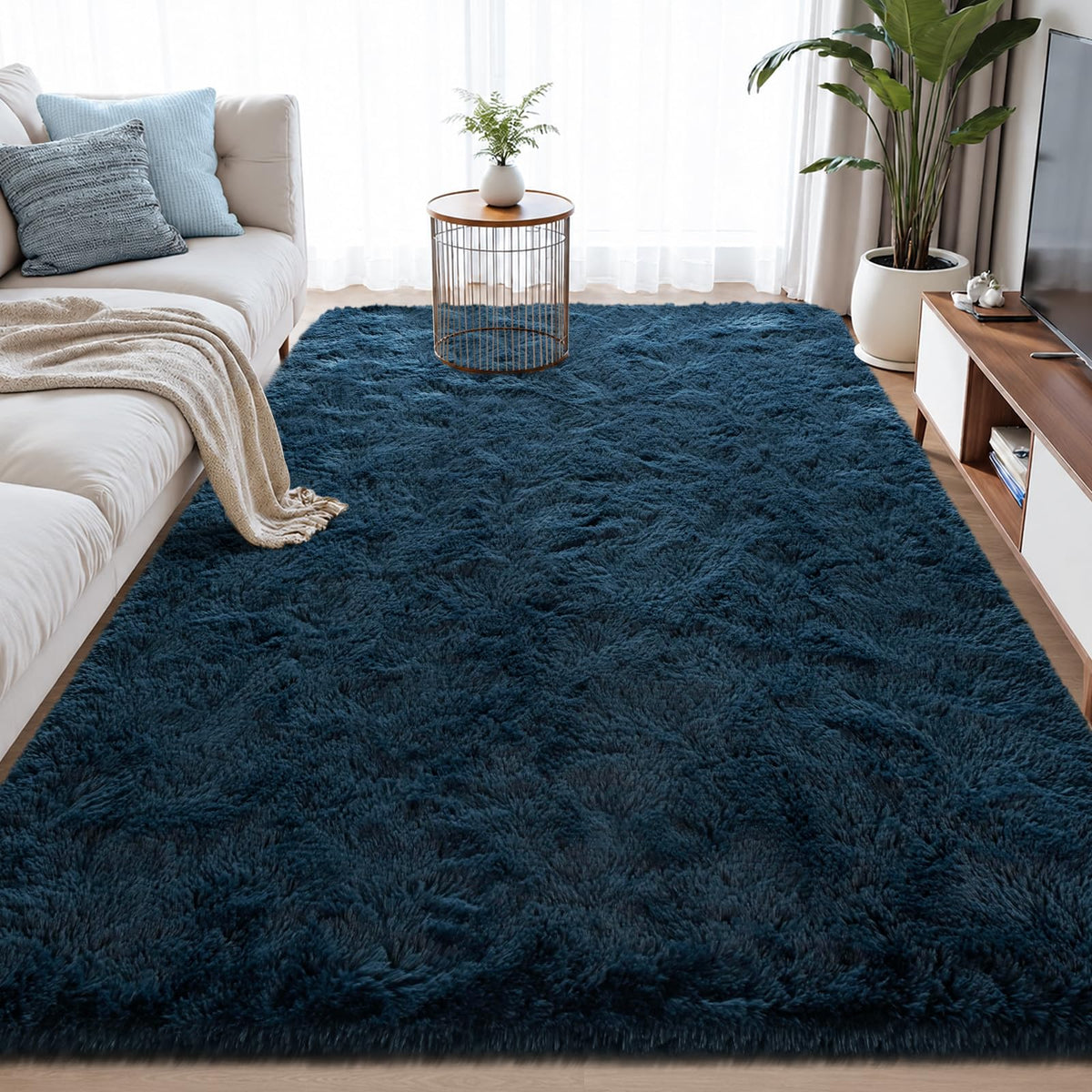 Zentavio 2x6 Runner Rugs for Hallway Shag Soft Bedroom Bedside Rugs Non Slip Fluffy Carpet for Kids Girls Boys Home Decor Aesthetic Dorm Nursery Tie-Dyed Black Grey
