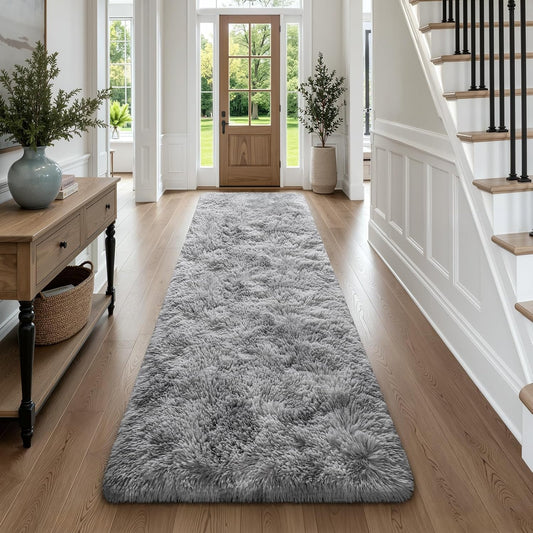 Deerhoo Runner Rugs 2x6 for Hallways Bedroom, Light Grey