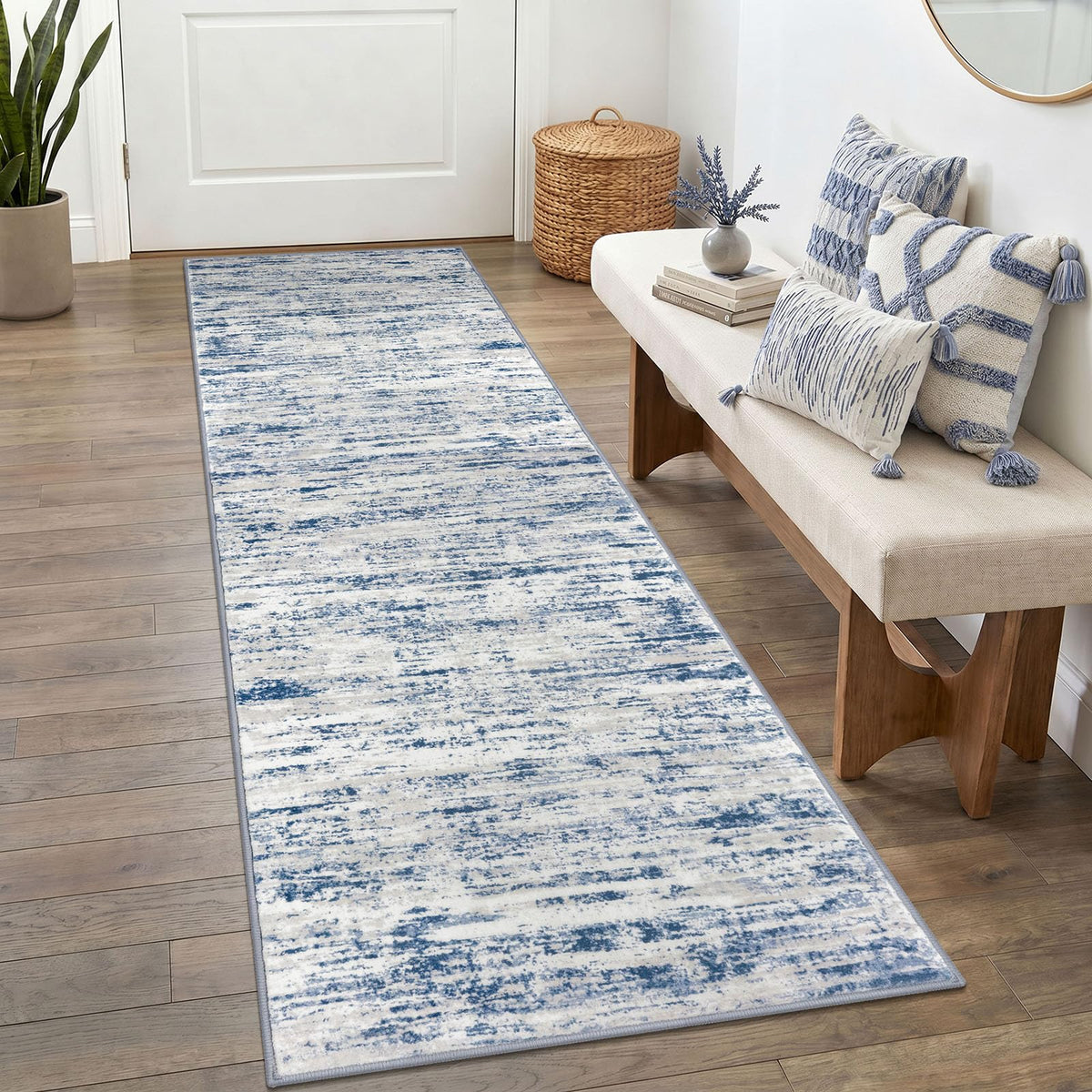 Lansny Abstract Washable 2x6 Runner Rug Non Slip Runners for Hallway