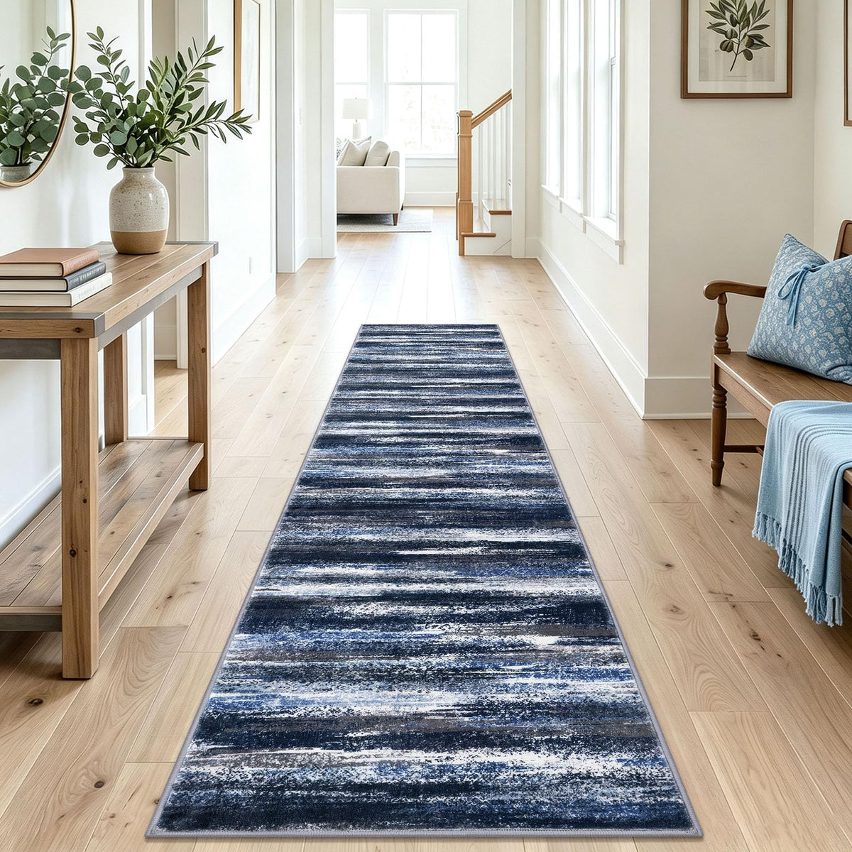 Lansny Abstract Washable 2x6 Runner Rug Non Slip Runners for Hallway