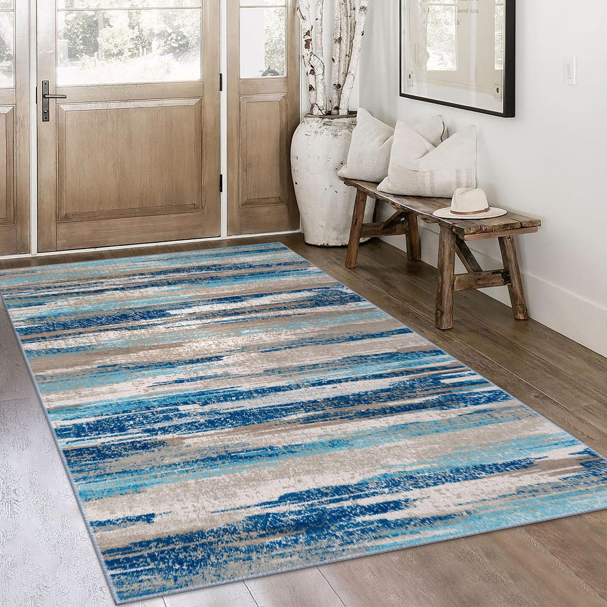 Lansny Abstract 2x3 Area Rug Small Washable Entryway Rug Non Slip Door Mat