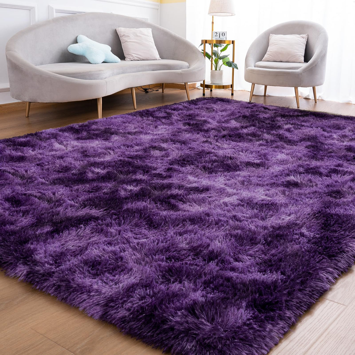 Goideal Fluffy Runner Rug for Bedroom Living Room, 2x6 Olive Green Bedside Rugs, Faux Fur Shag Modern Carpet Ultra Soft Girls Boys Room Home Decor, Solid